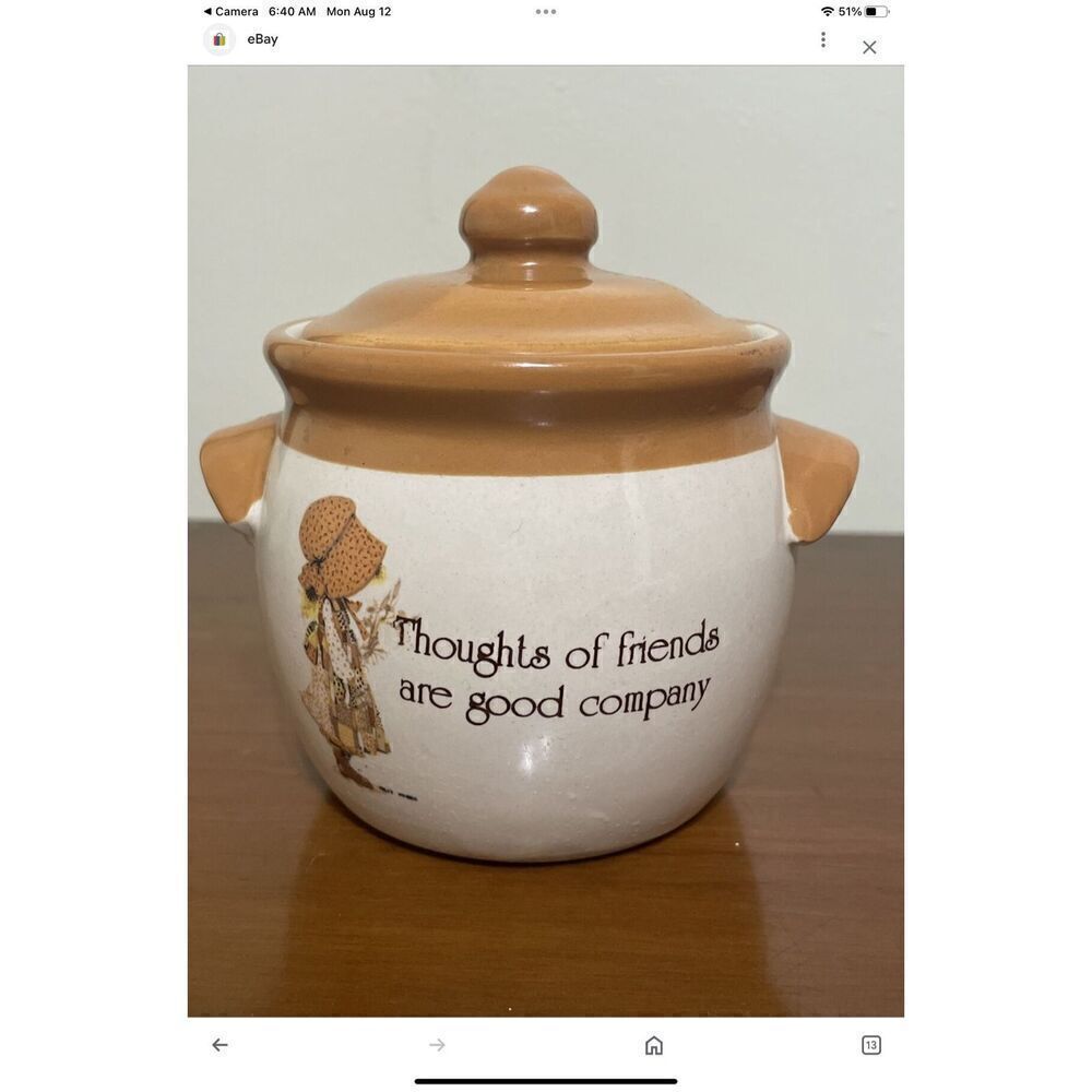 Vintage Holly Hobbie “Country Living” Stoneware Jar.